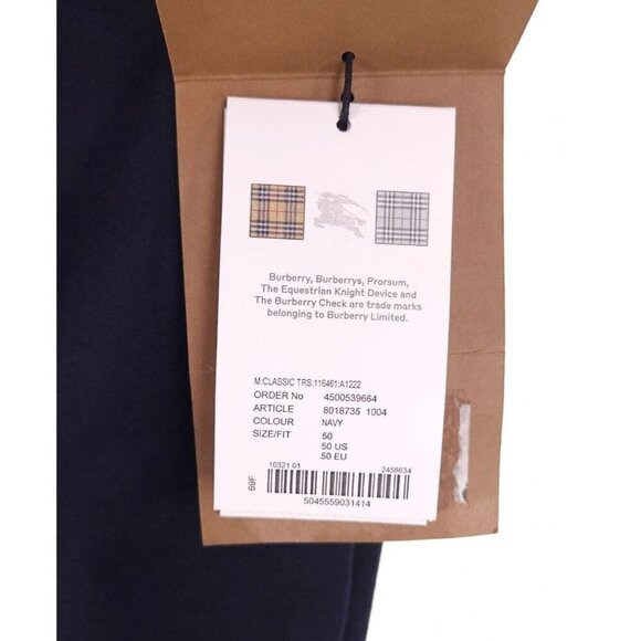 Burberry London Wool Pants Size 50 US M Mens Navy Trousers - Picture 7 of 14